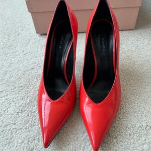 Casadei Vibrant Red Patent Heels